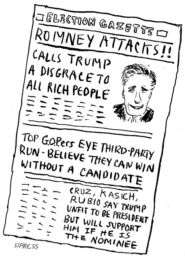 Romney Attacks Drawing by David Sipress