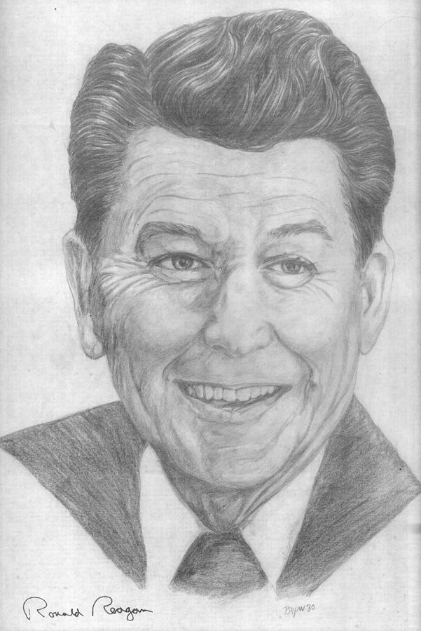Ronald Reagan Drawing by Bryan Bustard