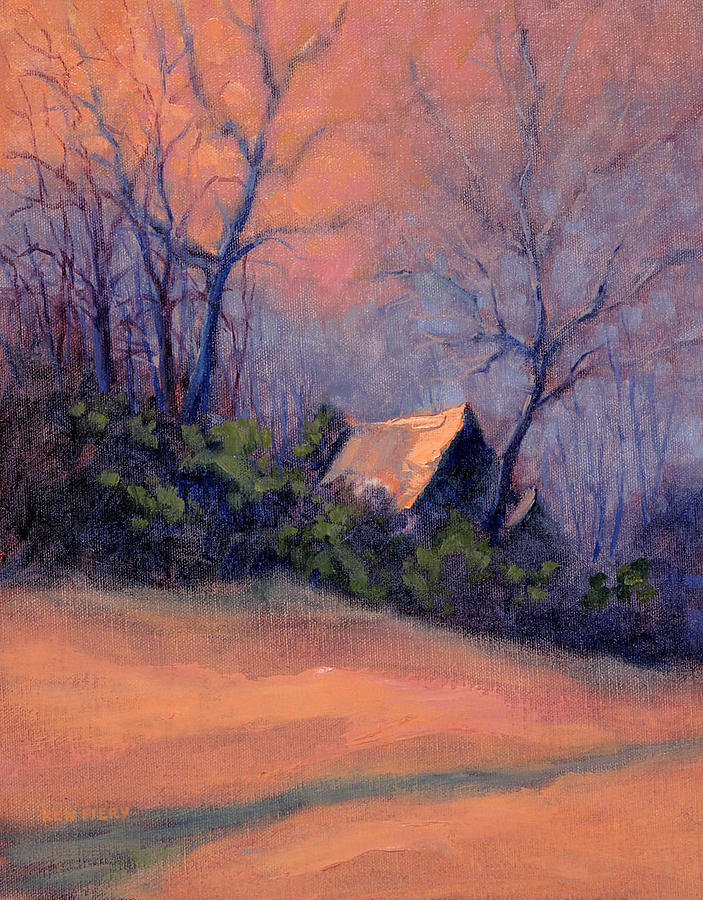 Tree Painting - Roof Reflection at Dusk by Ken Fiery
