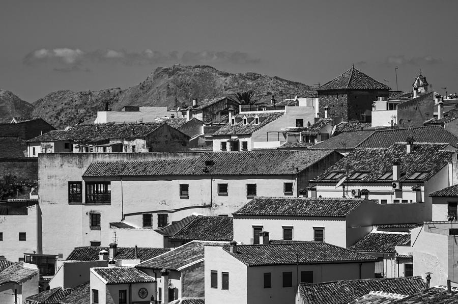 Roofs of Ronda. Andalusia. Black and White Photograph by Jenny Rainbow