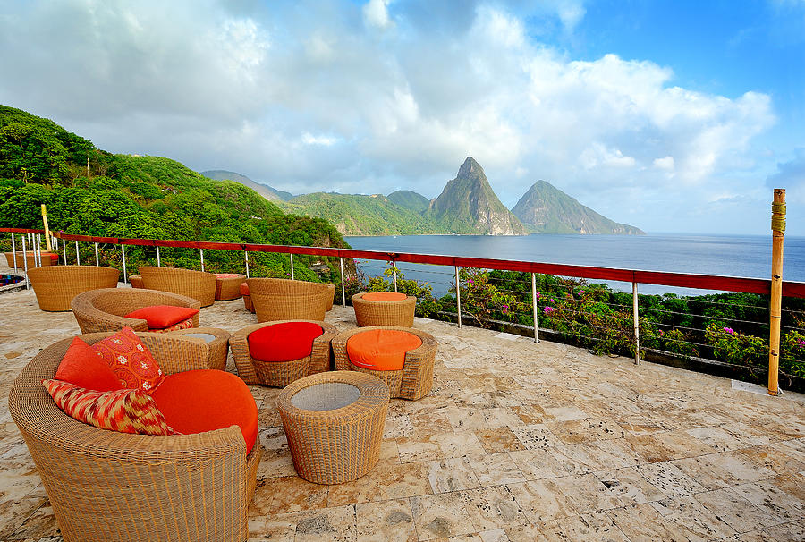 Rooftop Lounge at Jade Mountain Resort - St. Lucia Photograph by Brendan Reals
