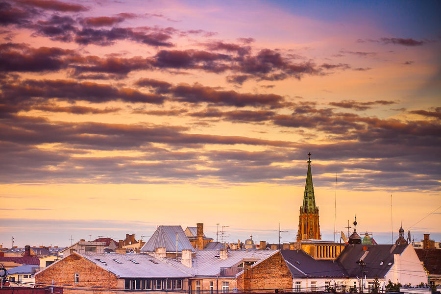 Rooftops and Church Tower, Riga, LAtvia Photograph by Kirill Rudenko