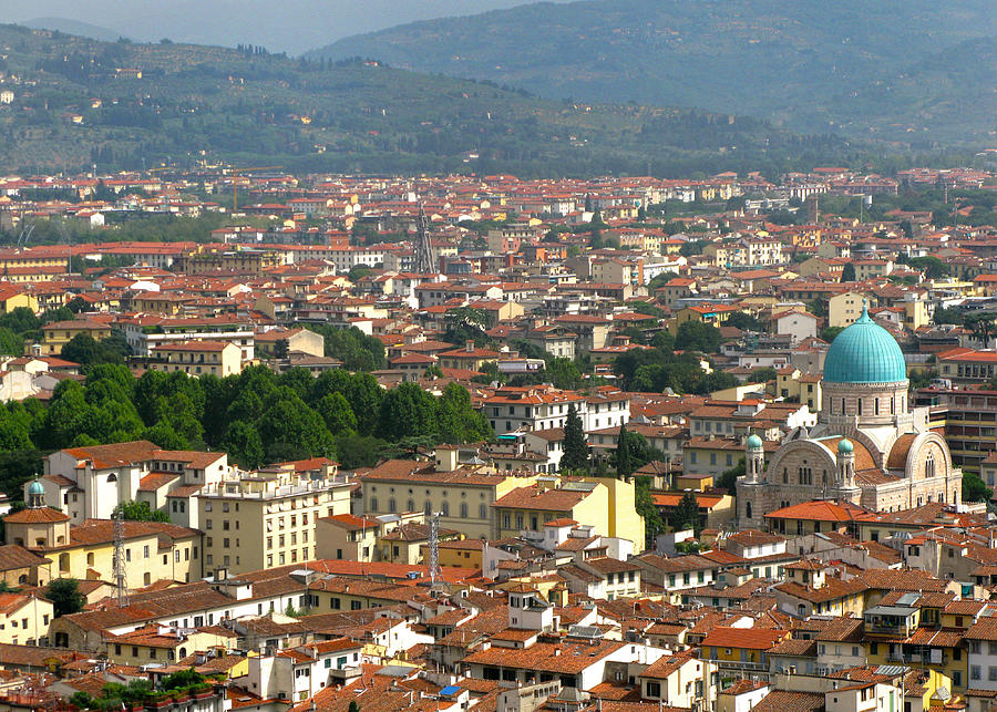 Rooftops in Florence Blue Dome Photograph by Denise Rafkind - Fine Art ...