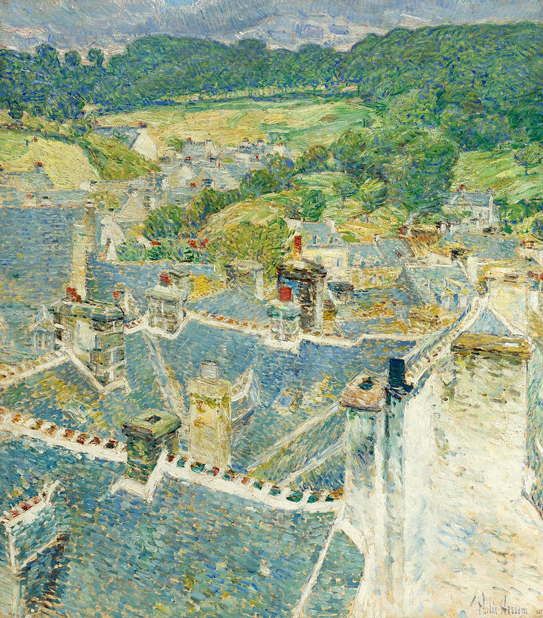 Rooftops. Pont-Aven. Brittany Painting by Childe Hassam