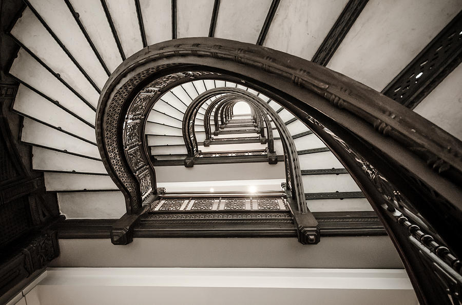 Rookery Building Off Center Oriel Staircase Photograph by Anthony Doudt