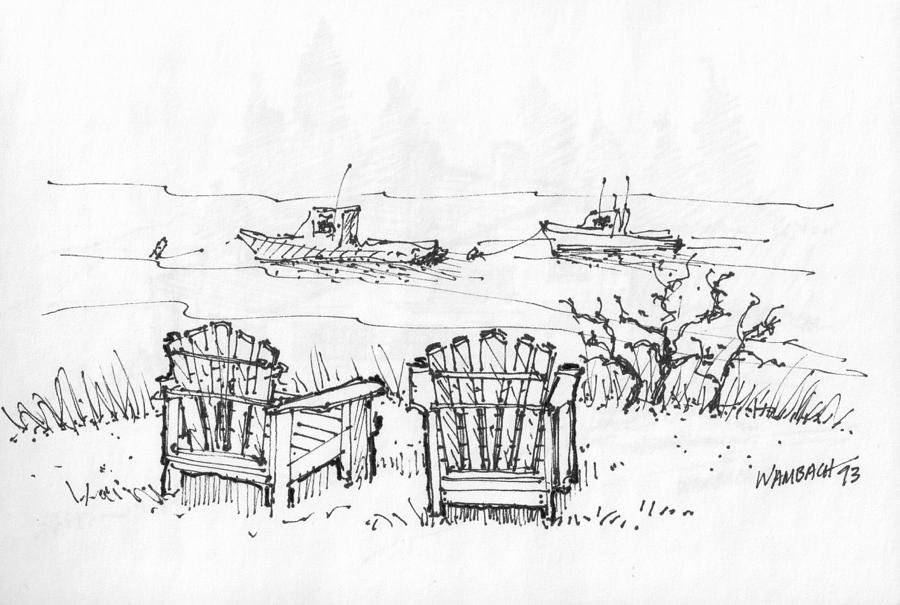 Room for Two Monhegan Island 1993 Drawing by Richard Wambach