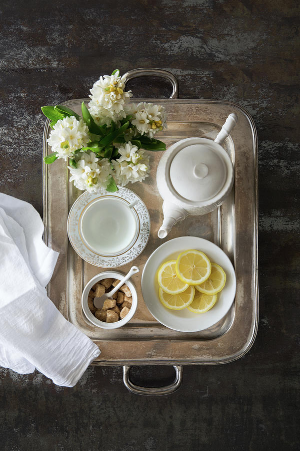 Room Service, Tea Tray With Lemons Photograph by Pam Mclean