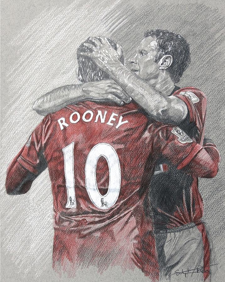 Wayne Rooney Painting - Rooney and Giggs by Stephen Rea