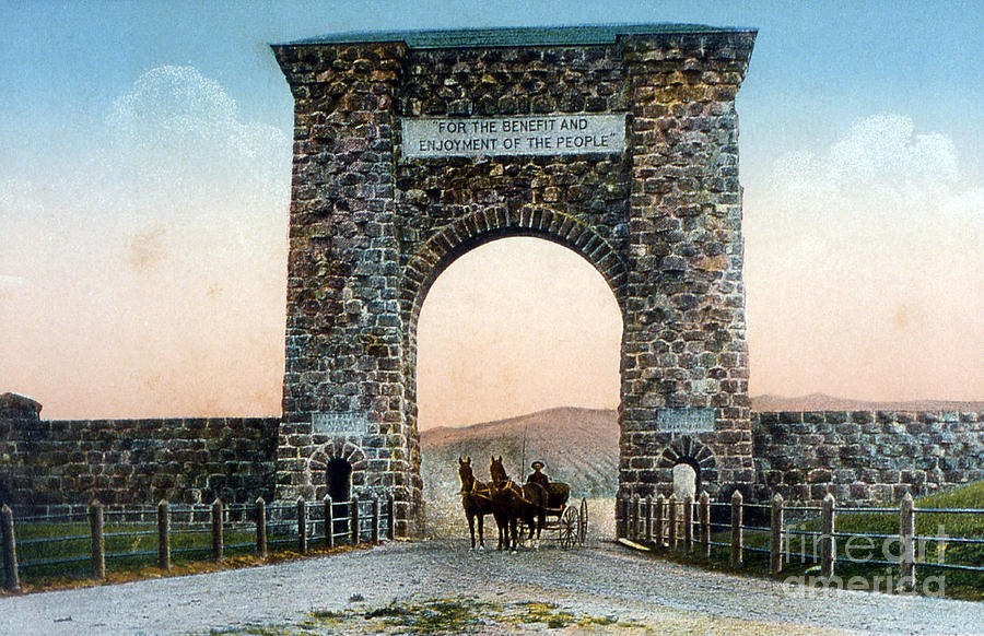 Theodore Roosevelt Photograph - Roosevelt Arch Yellowstone Np by NPS Photo Frank J Haynes
