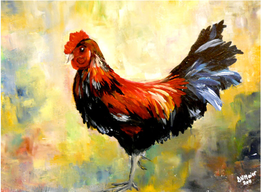Rooster-001 Painting by Dorothy Maier