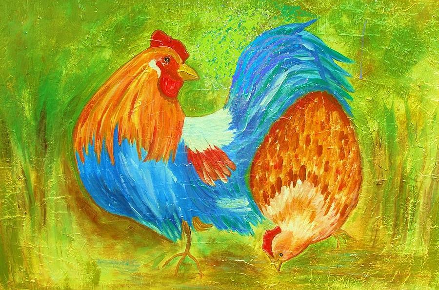 Rooster And Hen Painting By Terrie Mccormack - Fine Art America