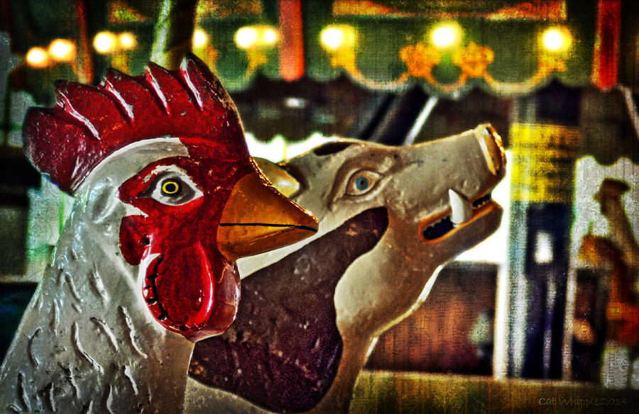 Rooster Photograph - Rooster And Pig Carousel by Cat Whipple
