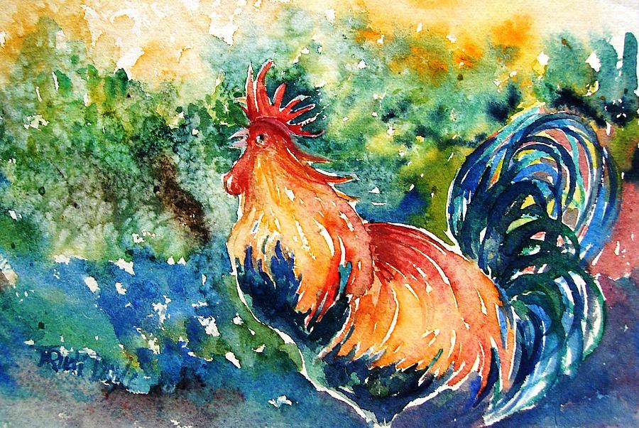 Rooster at Dawn  Painting by Trudi Doyle