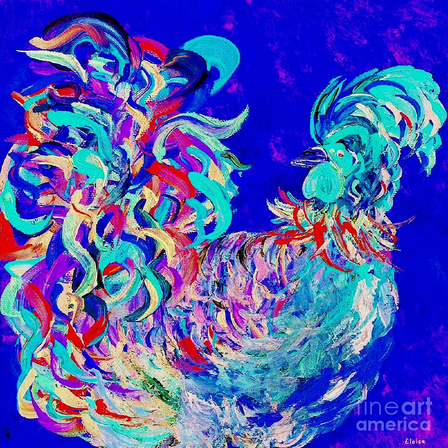Rooster Blues 2  Painting by Eloise Schneider Mote