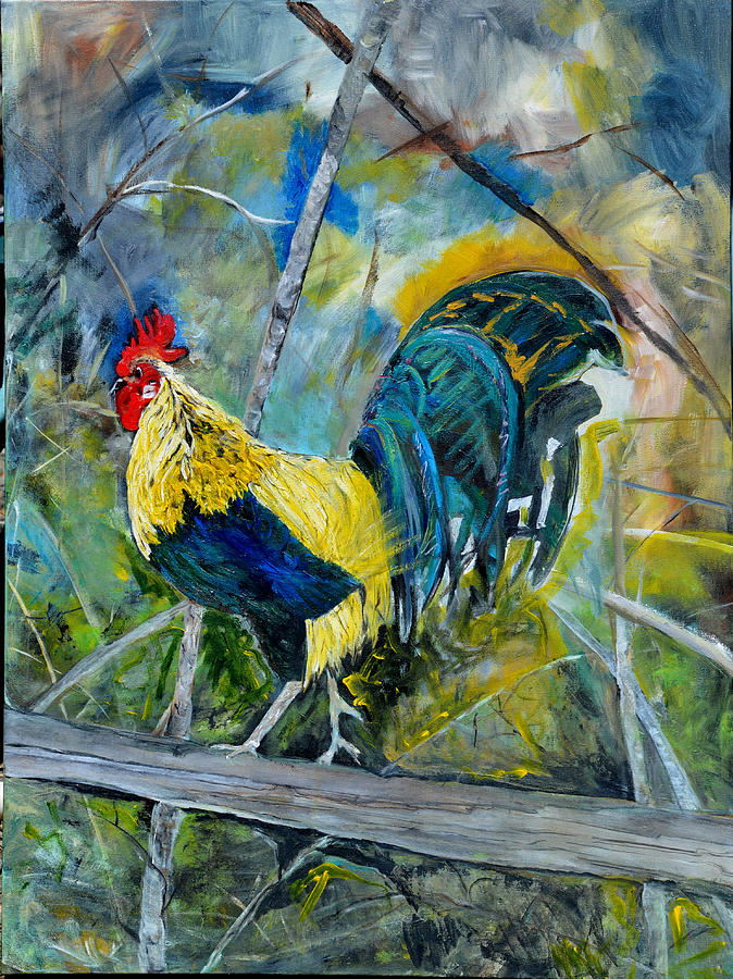 Rooster Business Painting by Robyn Webber
