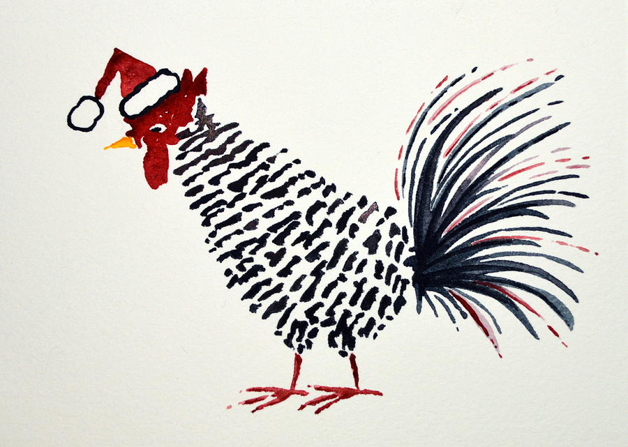 Rooster Painting - Rooster Christmas by Sarah Rosedahl