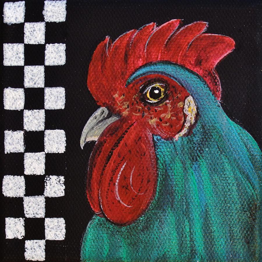 Rooster Delaware Blue Country Painting by Cindy Micklos