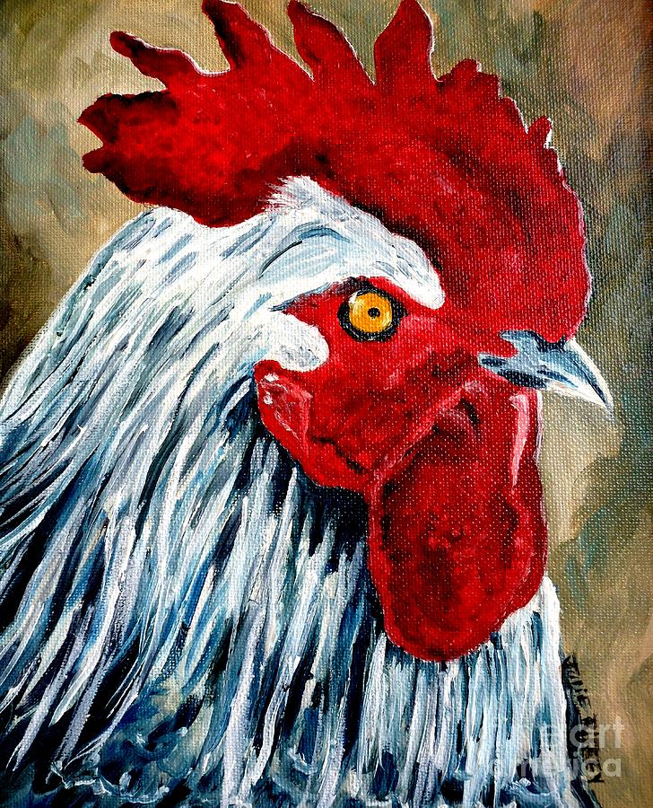 Rooster Doodle Painting by Julie Brugh Riffey