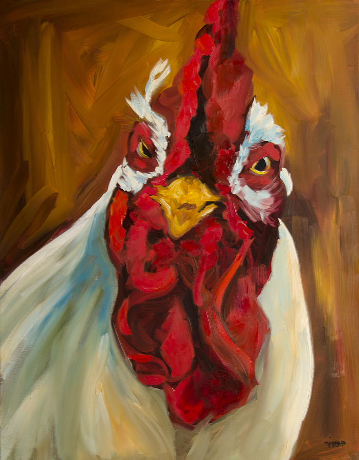 Rooster Face Painting by Diane Whitehead