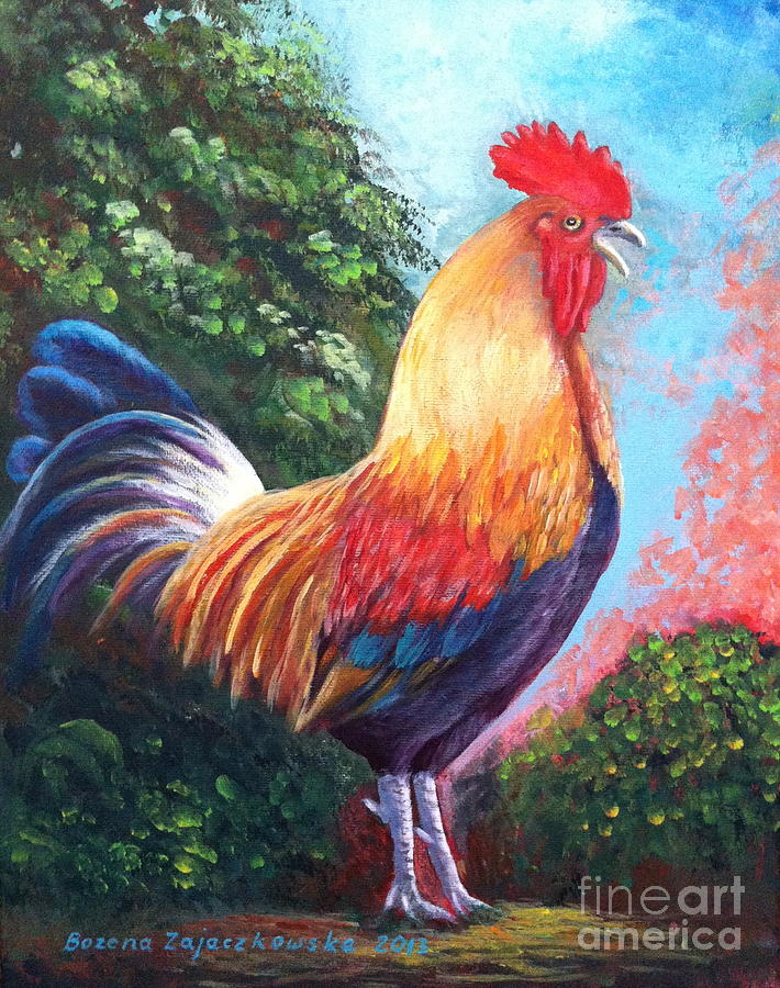 Rooster for Elaine Painting by Bozena Zajaczkowska