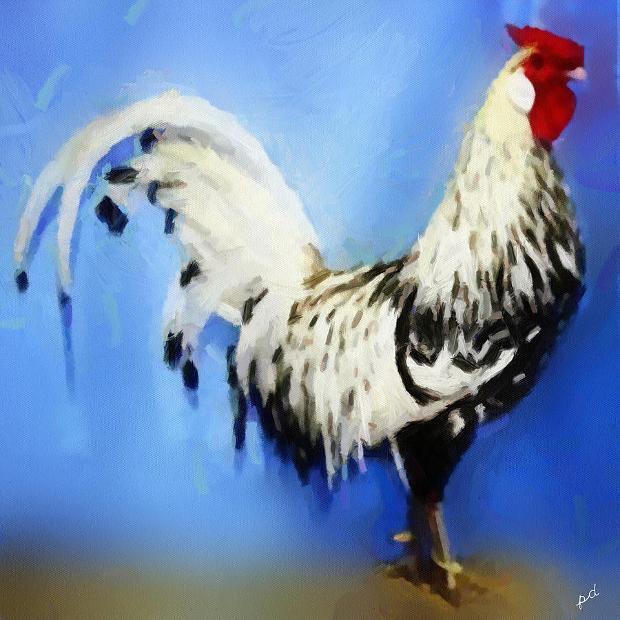 Rooster Hamburg Painting by Doggy Lips