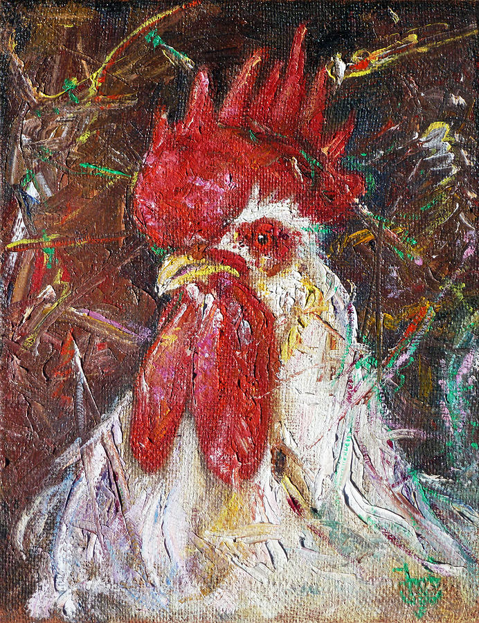 Rooster Painting by Irek Szelag