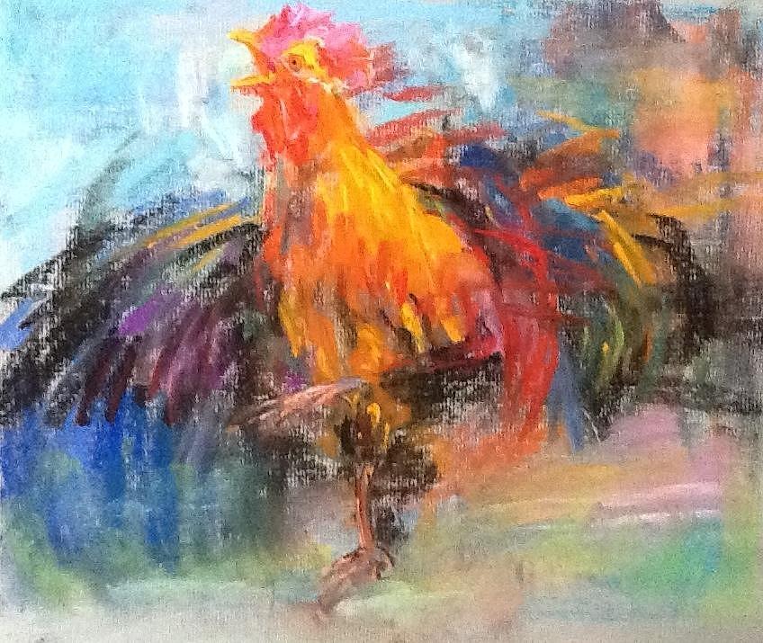 Rooster Painting by Jieming Wang