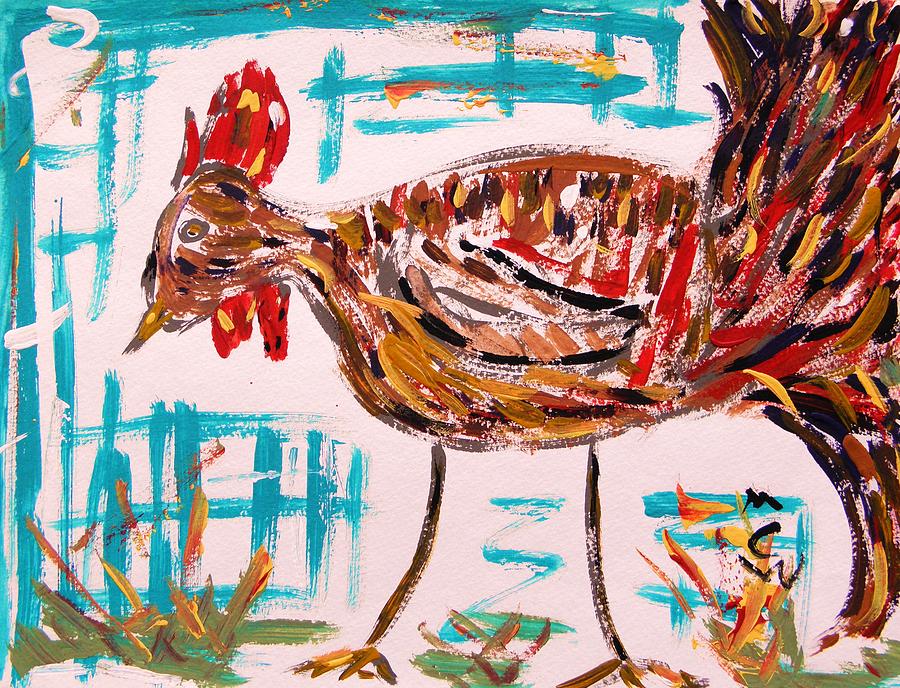 Rooster Man  Painting by Mary Carol Williams
