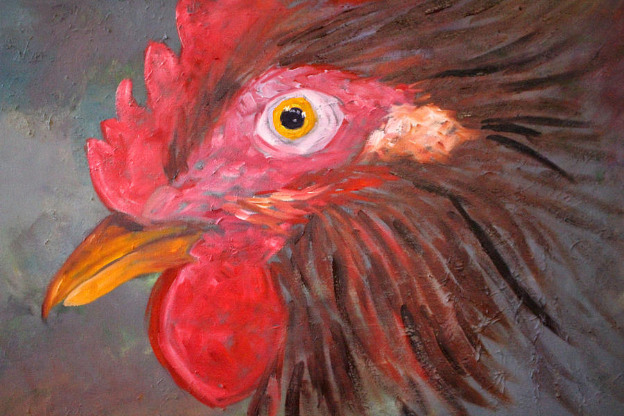 Rooster Painting - Rooster by Nancy Merkle