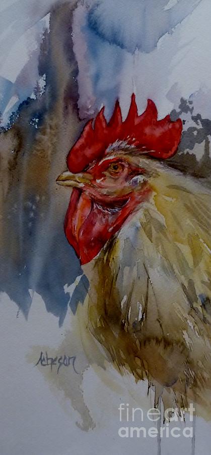 Rooster Number 3 Painting by Donna Acheson-Juillet
