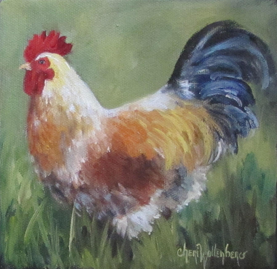 Rooster of Color Painting by Cheri Wollenberg
