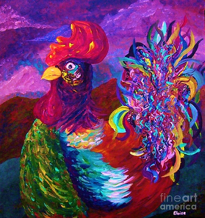 Rooster on the Horizon Painting by Eloise Schneider Mote
