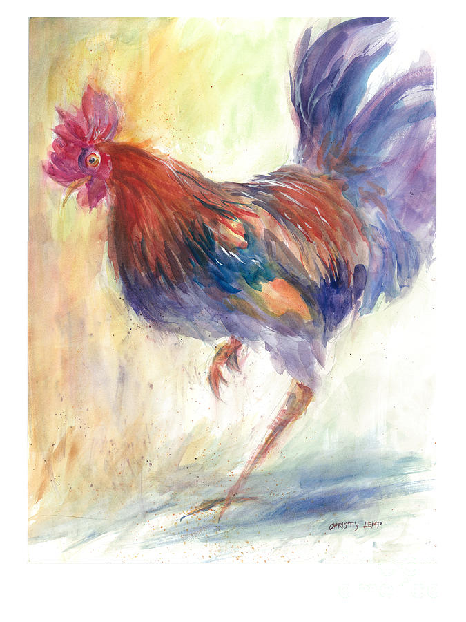 Rooster on the Run Painting by Christy Lemp