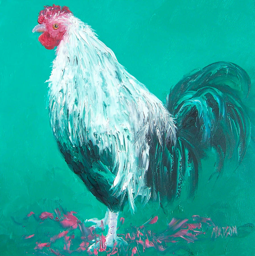 Sebastian the Rooster Painting by Jan Matson