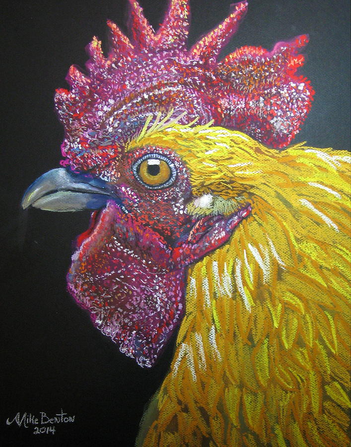Rooster Profile Pastel by Mike Benton