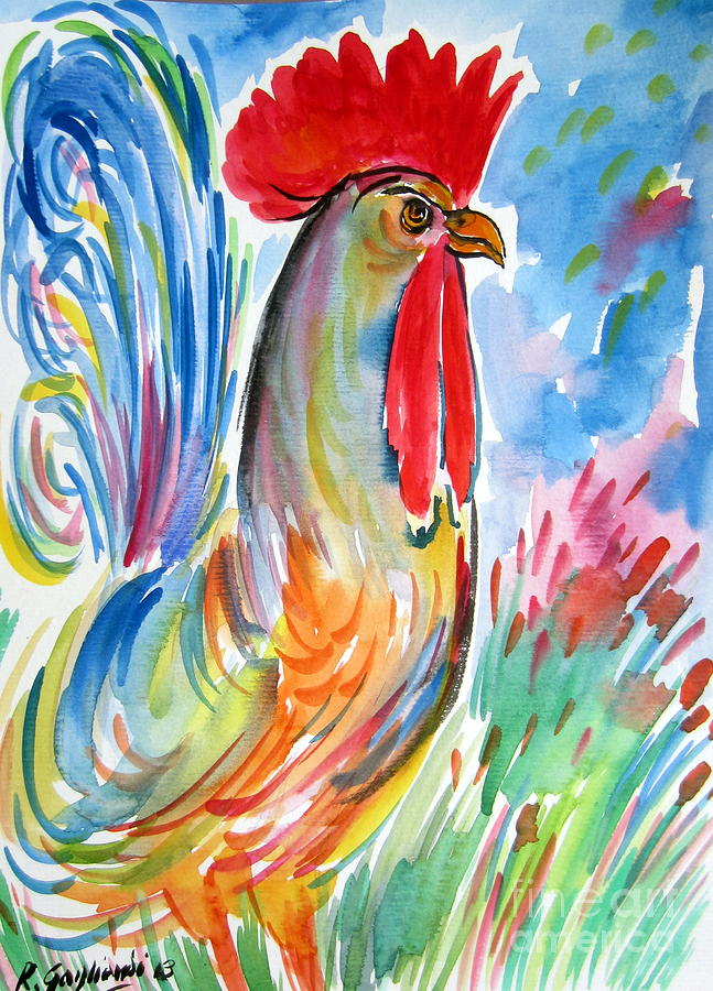 Rooster Rooster Painting by Roberto Gagliardi