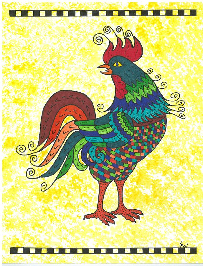 Rooster Strutting his Stuff Painting by Susie Weber