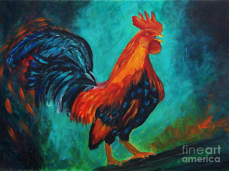 Rooster Painting - Rooster Tails by Frankie Picasso