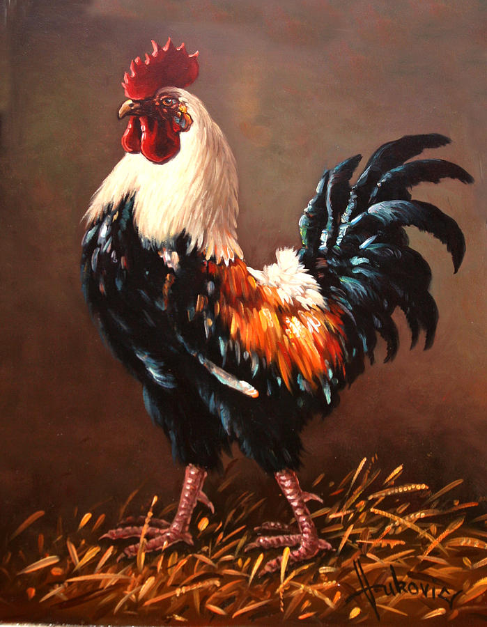 Rooster the master of the yard Painting by Dusan Vukovic