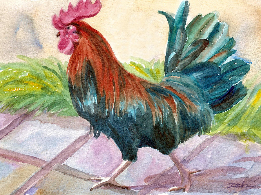 Rooster Painting by Janet Zeh