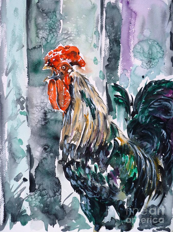 Rooster  Painting by Zaira Dzhaubaeva