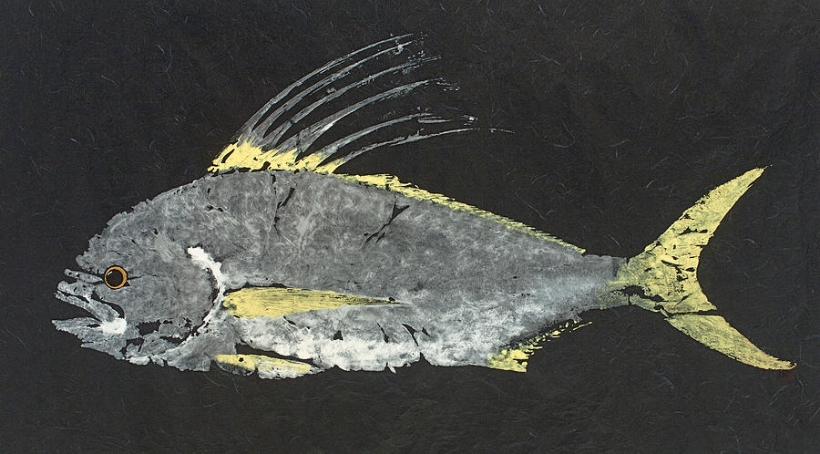 Gyotaku Painting - Gyotaku Roosterfish by Captain Warren Sellers Gyotaku Painting - Gyotaku Roosterfish by Captain Warren Sellers