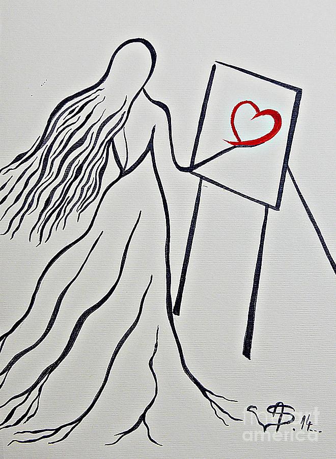 I Give my Heart to You Drawing by Amalia Suruceanu