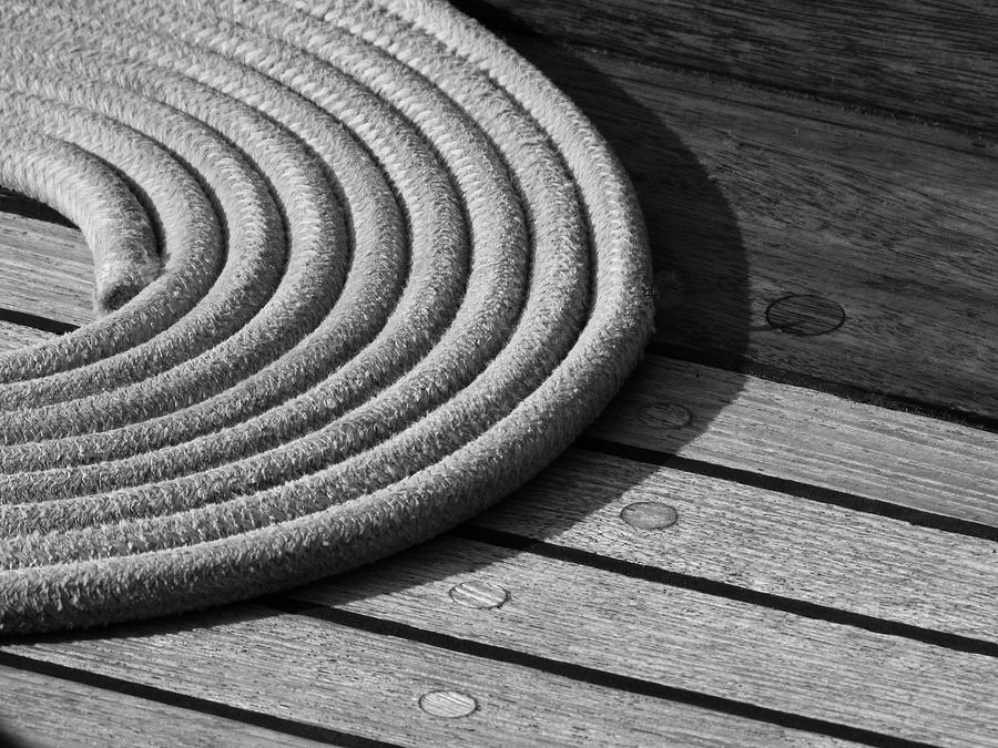 Rope Coil BW Photograph by Tony Grider