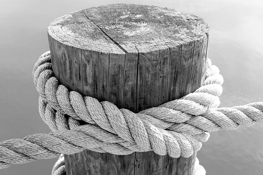 Rope in Back and White Photograph by Jenny Hudson
