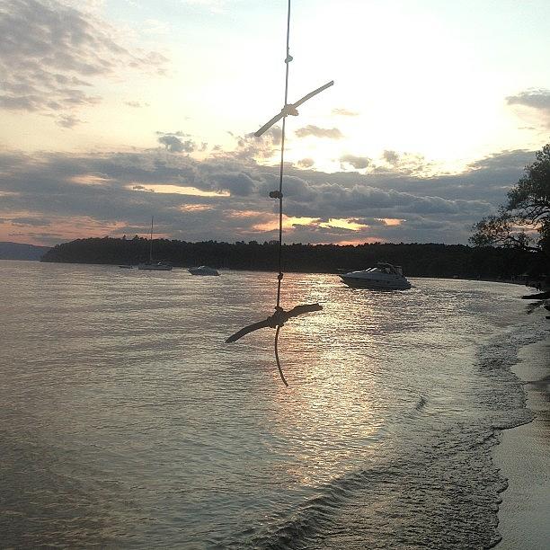 Sunset Photograph - Rope Swing by Rachel Hooper