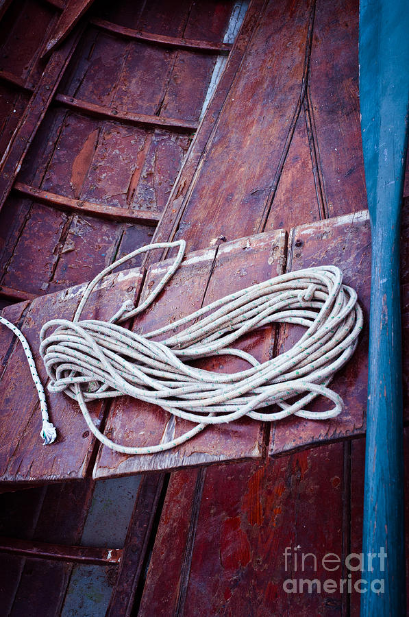 Rope with blue oar Photograph by Silvia Ganora
