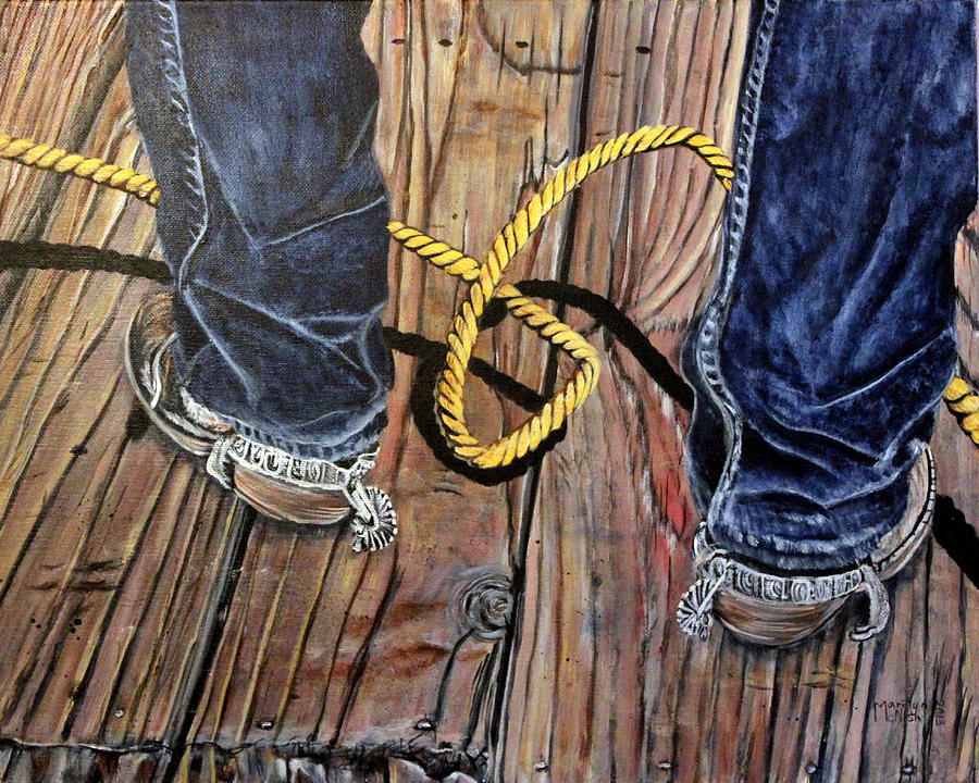 Roping boots Painting by Marilyn McNish