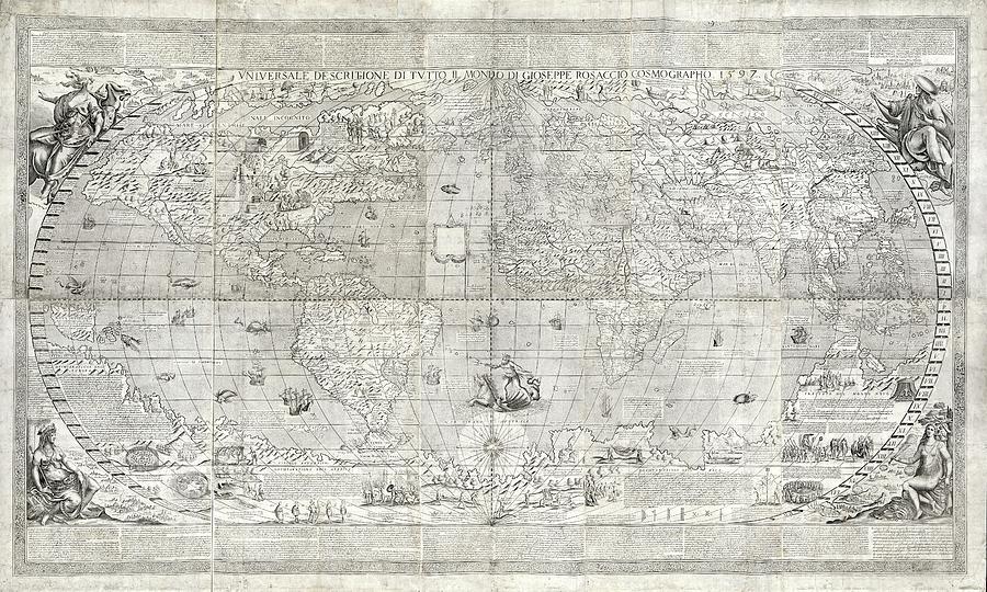 Rosaccio World Map Photograph by Library Of Congress, Geography And Map Division