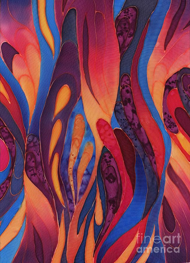 Rose and Blue Silk Design 2 Painting by Sharon Freeman